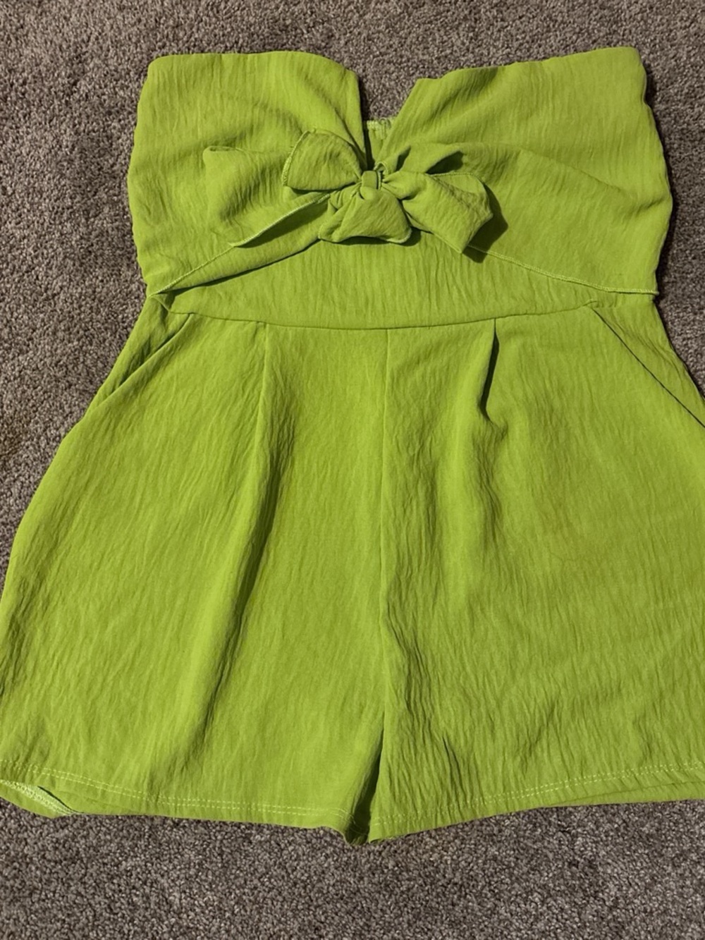 Windsor Lime Green Strapless Tie-Front Bodysuit Romper